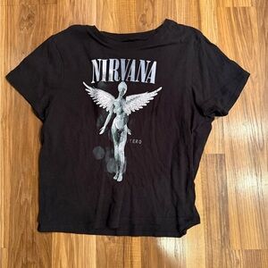NIRVANA Charcoal Smiley Face Tee